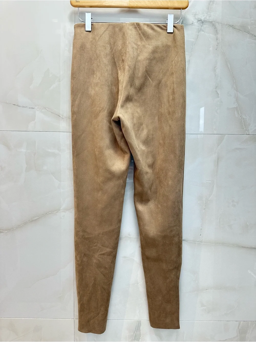 Zara Faux Suede High Waisted Tan Leggings Size Small